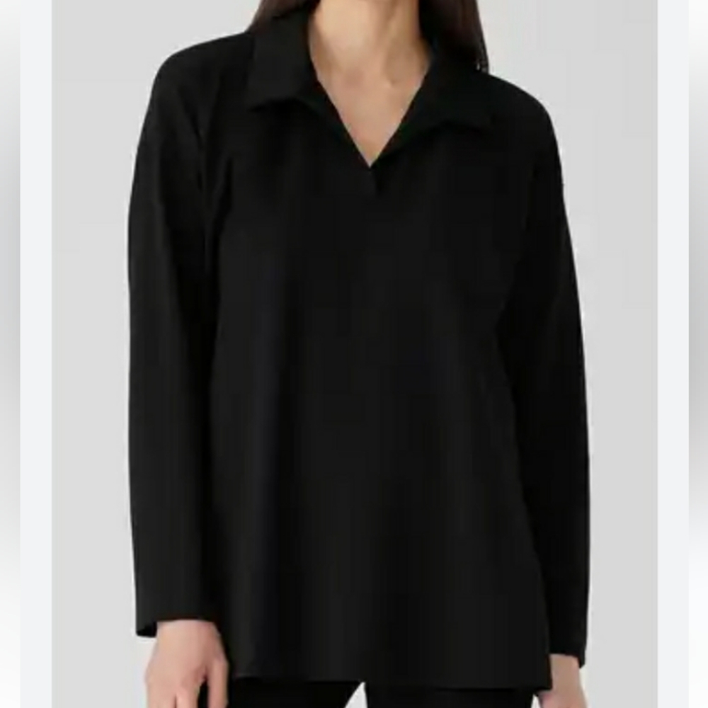Chelsea Studio Black V Neck Long Sleeve Tunic size L